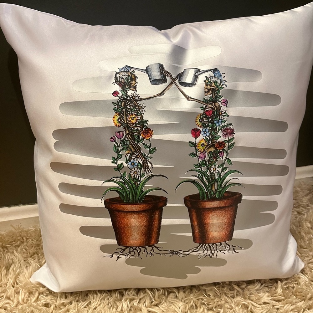 16” throw pillow. “help each other grow”